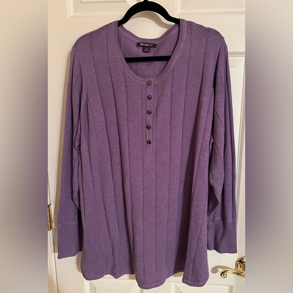 Roaman's Lavender Knit Tunic Sweater